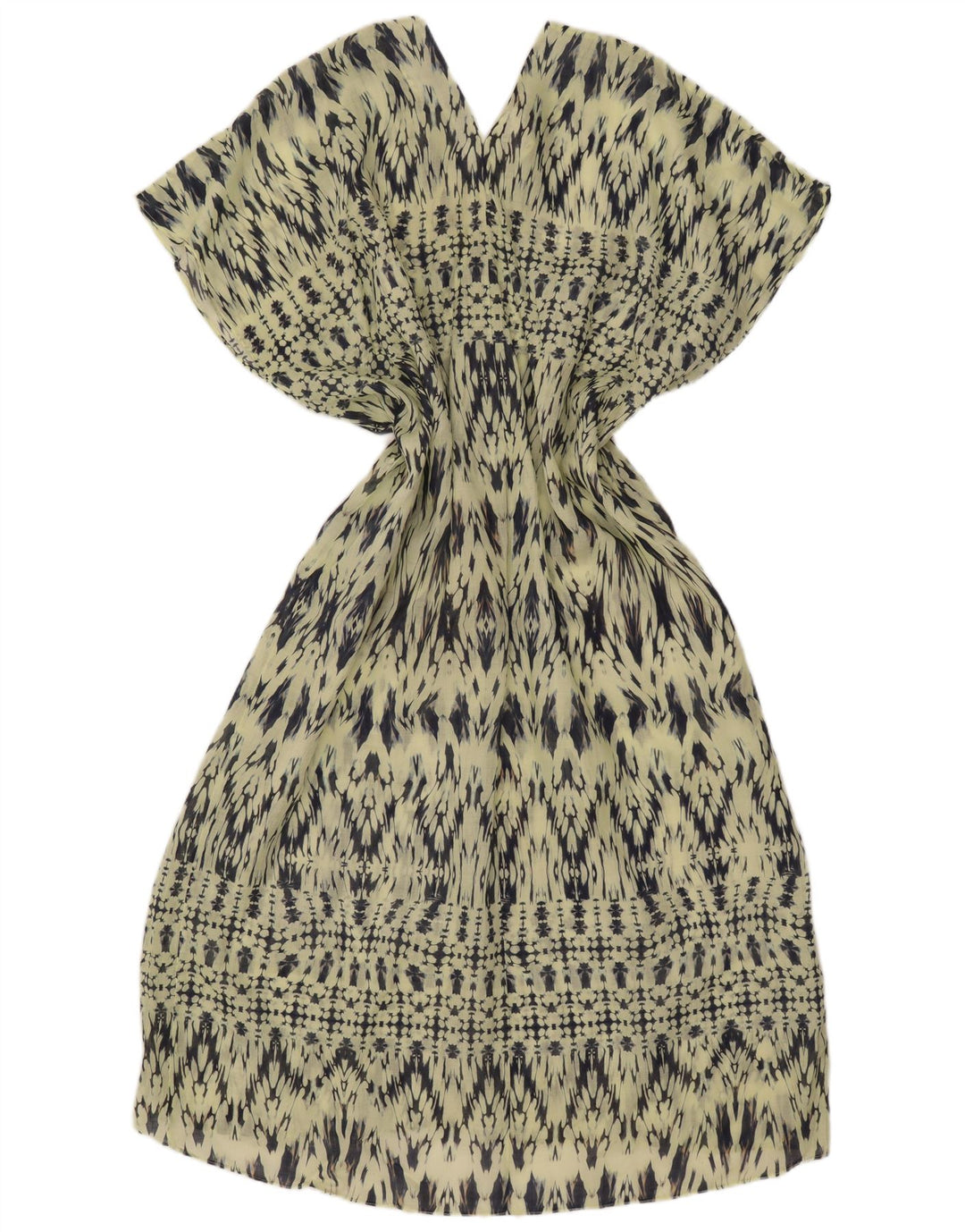 ZARA Vestido feminino com padrão abstrato oversized Shift Reino Unido 14 verde médio