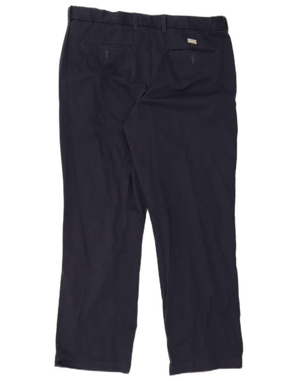 Calça chino reta masculina Marks & Spencer W40 L31 algodão azul marinho