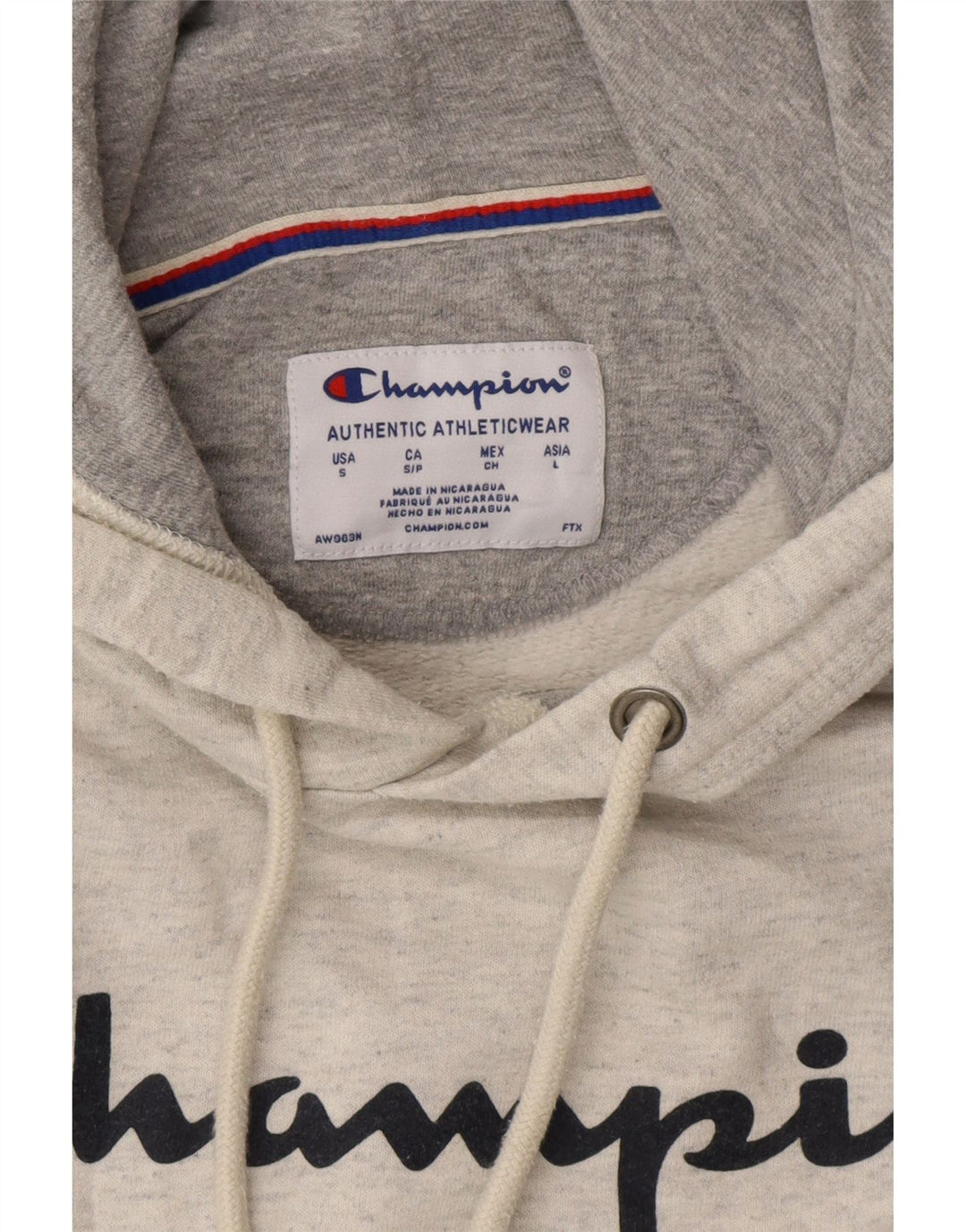 CHAMPION Mens Loose Fit Graphic Hoodie Jumper Small Grey Cotton Vintage Champion and Second-Hand Champion from Messina Hembry 