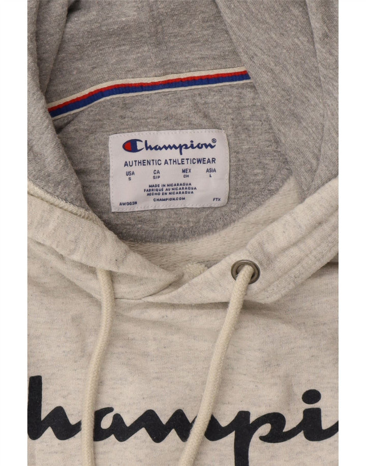 CHAMPION Mens Loose Fit Graphic Hoodie Jumper Small Grey Cotton Vintage Champion and Second-Hand Champion from Messina Hembry 