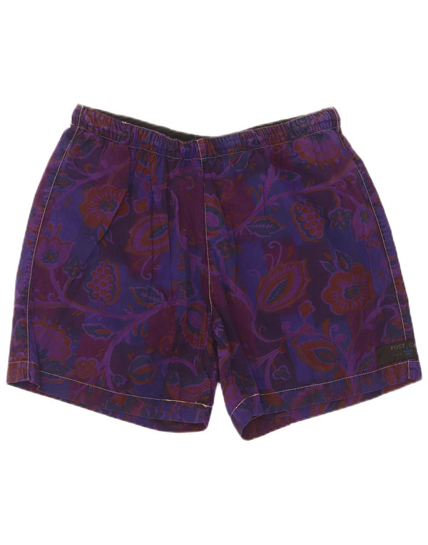 Shorts casual feminino cartão postal W32 grande roxo floral