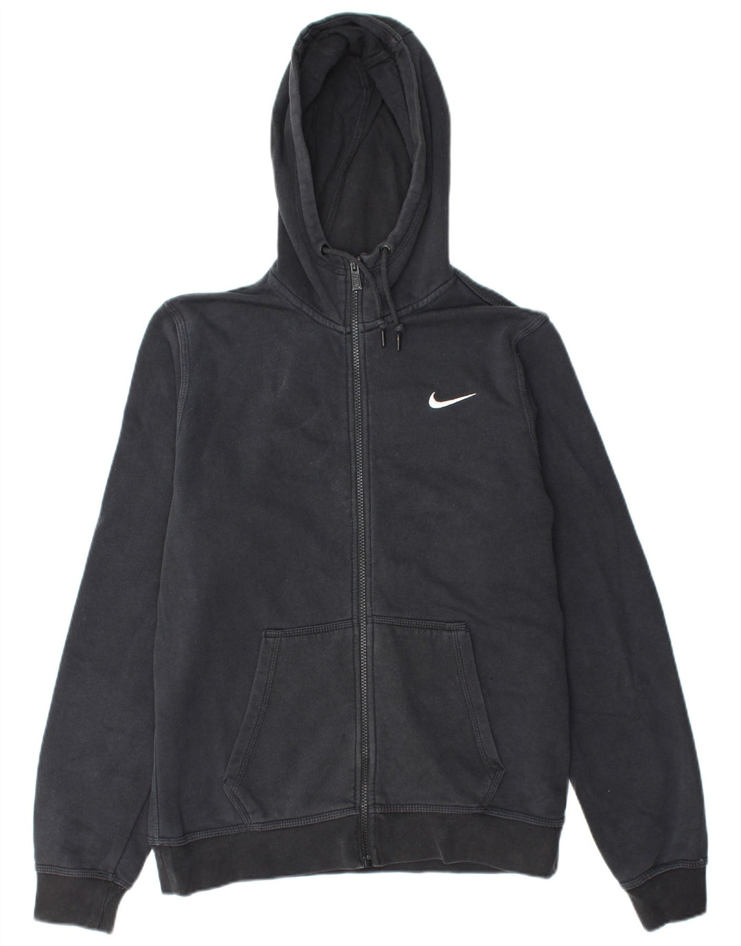 Suéter masculino Nike com capuz e zíper médio preto algodão