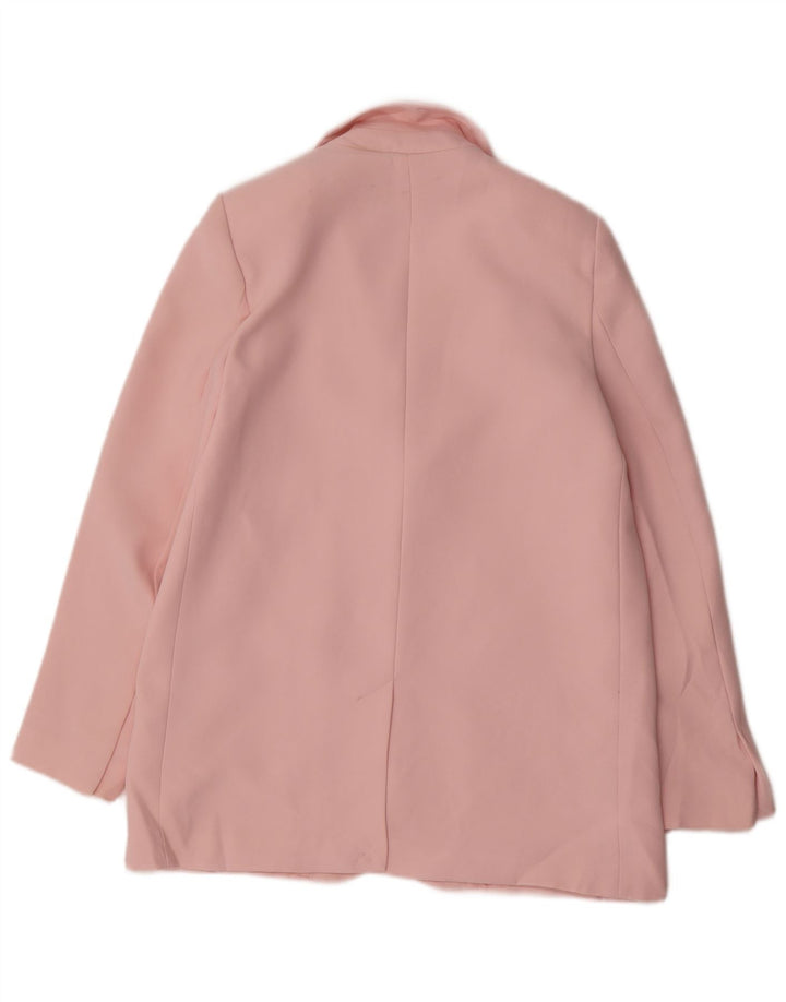 Jaqueta blazer feminina Zara com 2 botões UK 10 poliéster rosa pequeno