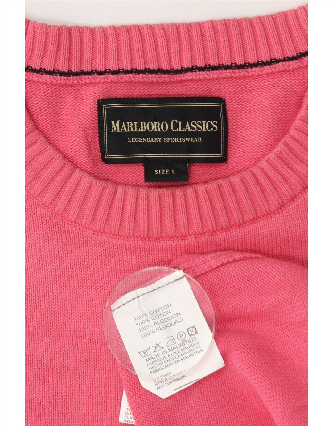 Suéter masculino Marlboro Classics com gola redonda, grande algodão rosa