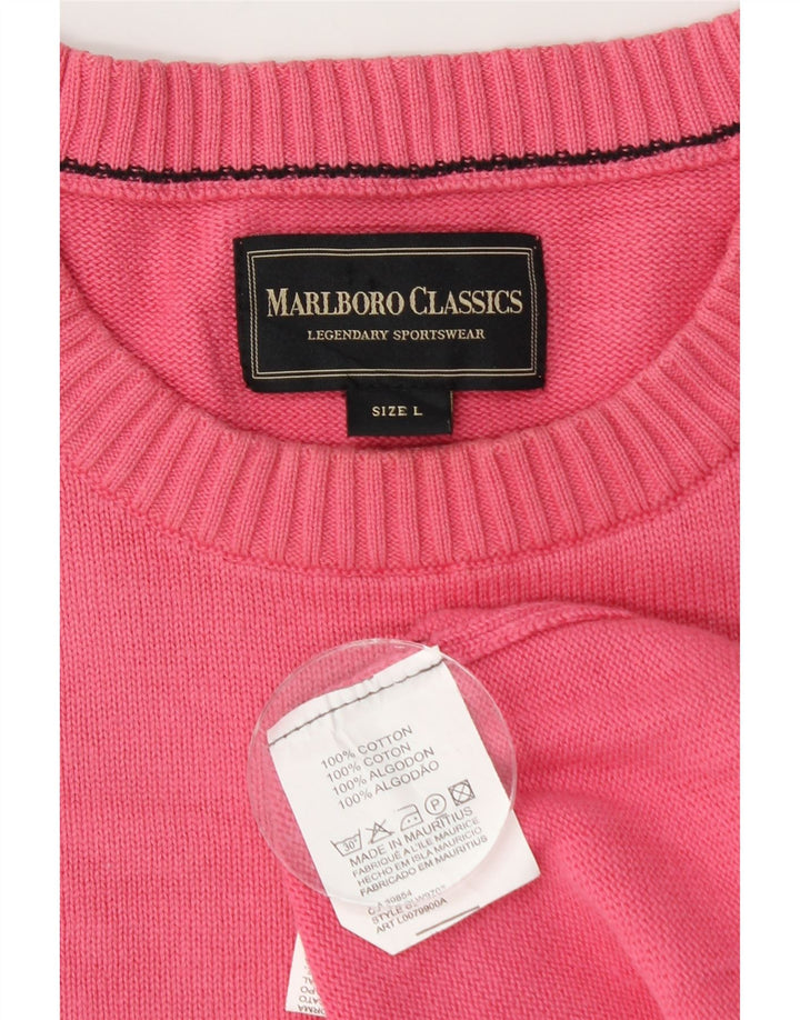 Suéter masculino Marlboro Classics com gola redonda, grande algodão rosa