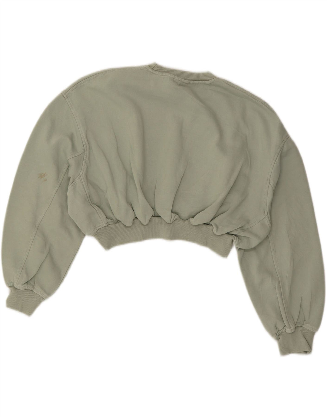 Suéter feminino ZARA manga 3/4 cropped Reino Unido 14 algodão verde médio