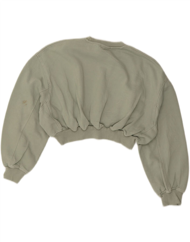 Suéter feminino ZARA manga 3/4 cropped Reino Unido 14 algodão verde médio