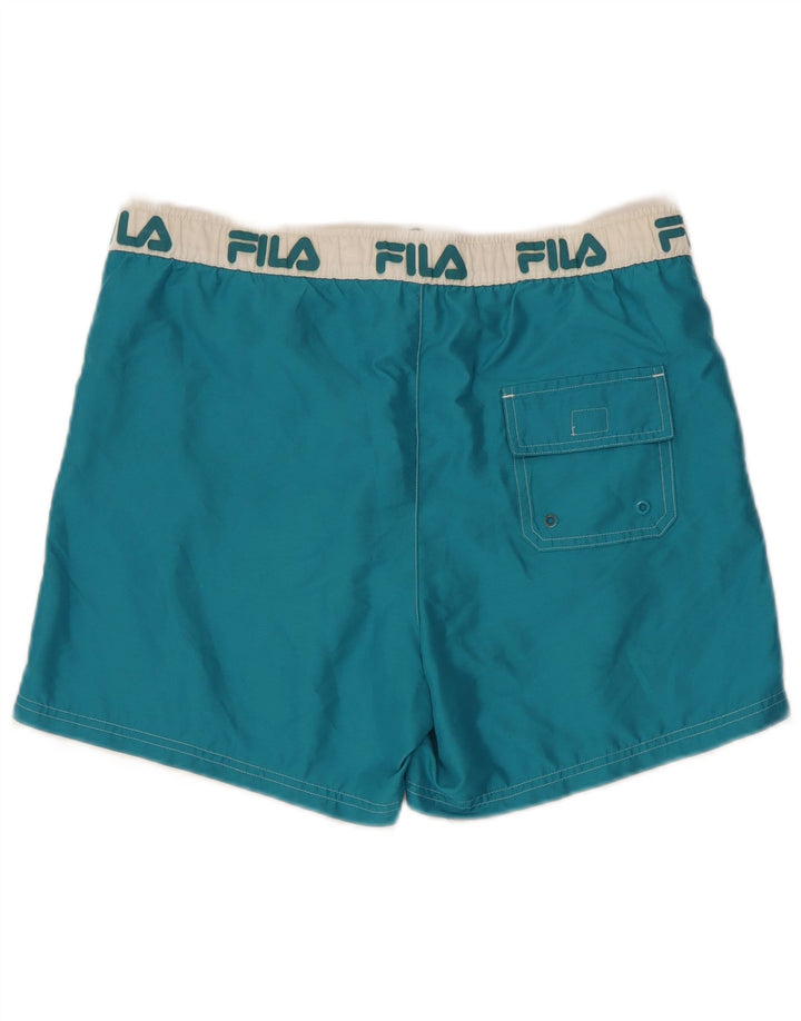 Fila Mens Graphic Natação Shorts Médio Azul Colourblock Poliéster