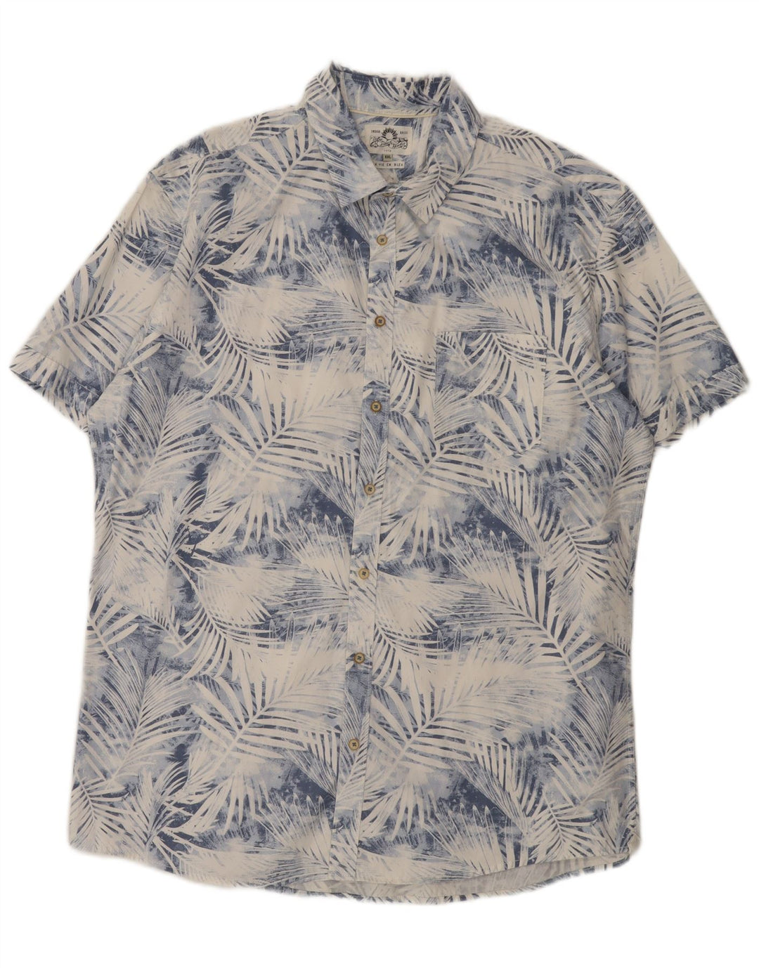 Camisa masculina de manga curta Celio 2XL azul floral algodão