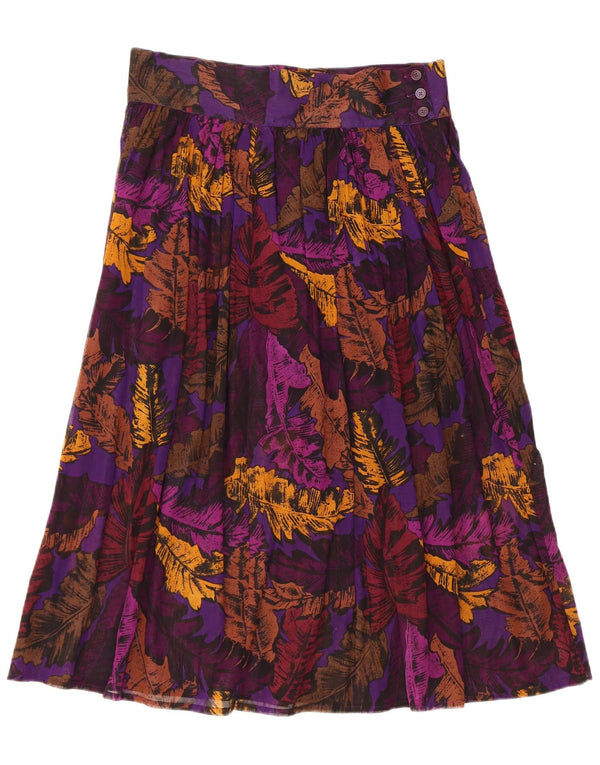 Saia plissada feminina vintage US 6 médio W32 floral multicolorido