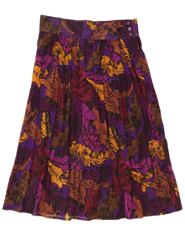 Saia plissada feminina vintage US 6 médio W32 floral multicolorido