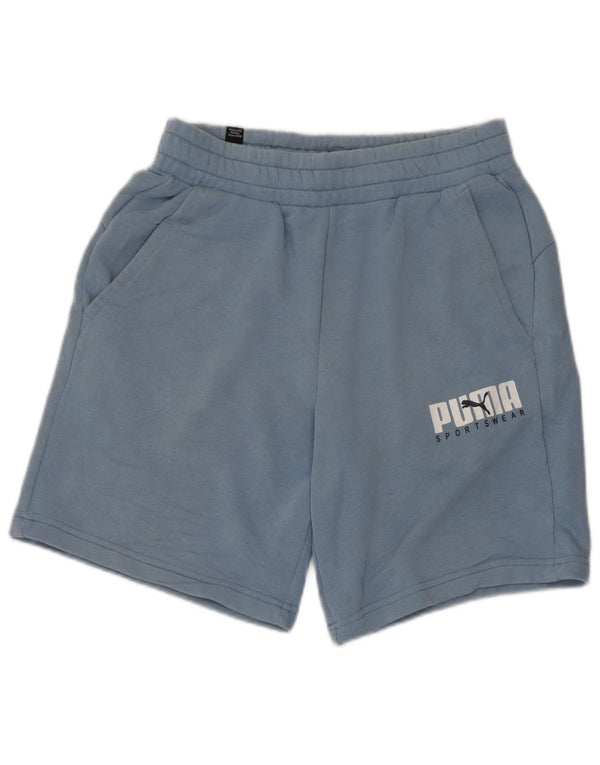 Shorts esportivos gráficos femininos Puma UK 8 pequeno algodão azul