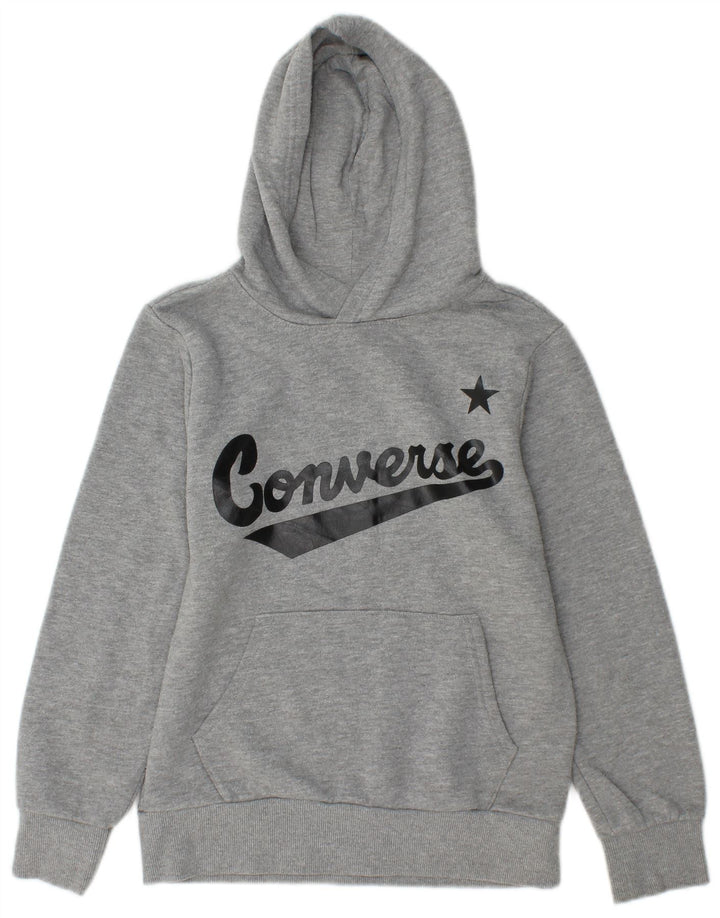 Suéter com capuz gráfico CONVERSE Boys 10-11 anos algodão cinza médio