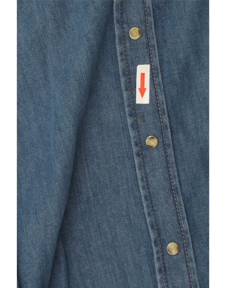 Camisa jeans feminina Massimo Dutti Reino Unido 10 pequena azul