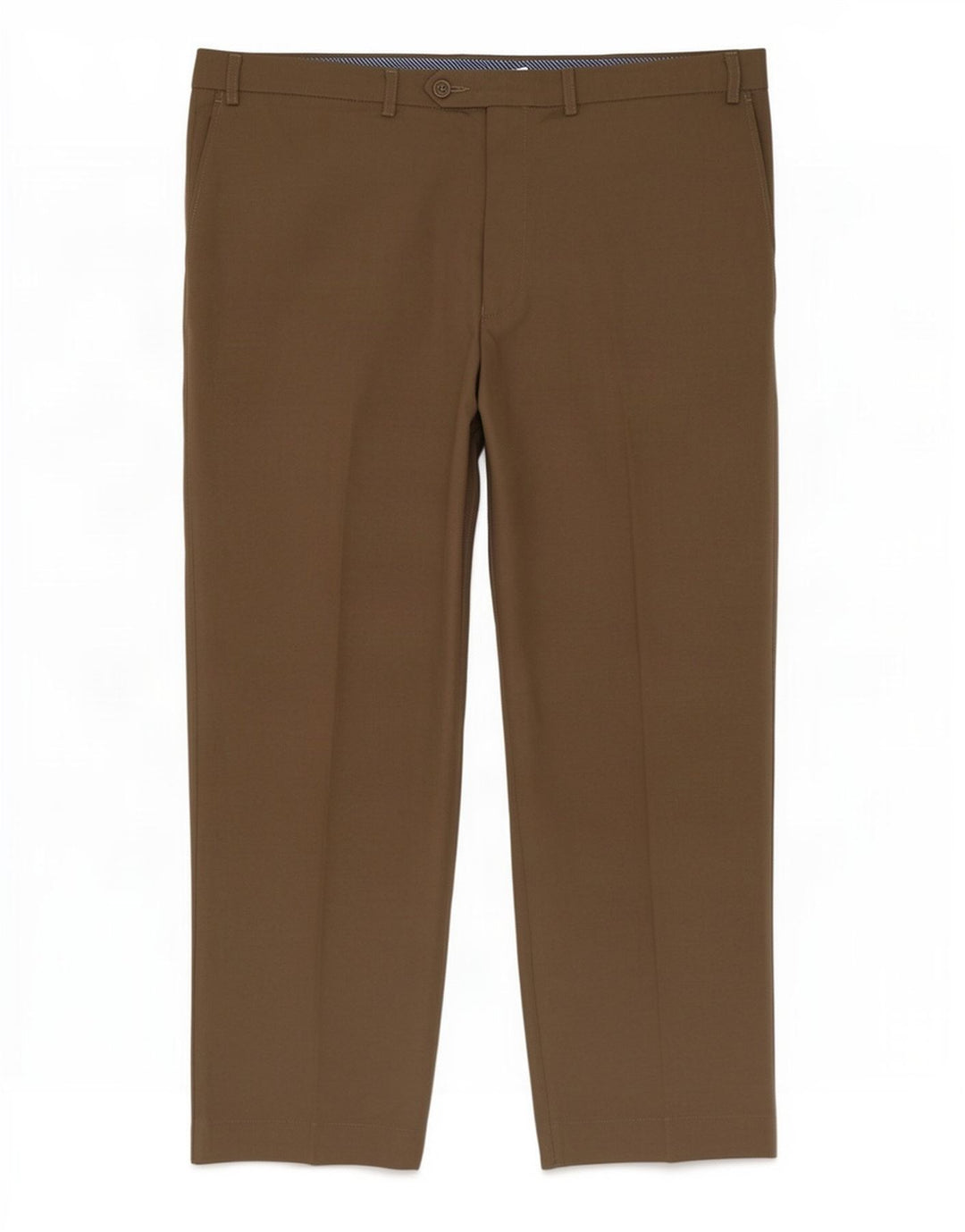 Calça masculina de terno reto Marks & Spencer W42 L29 poliéster bege