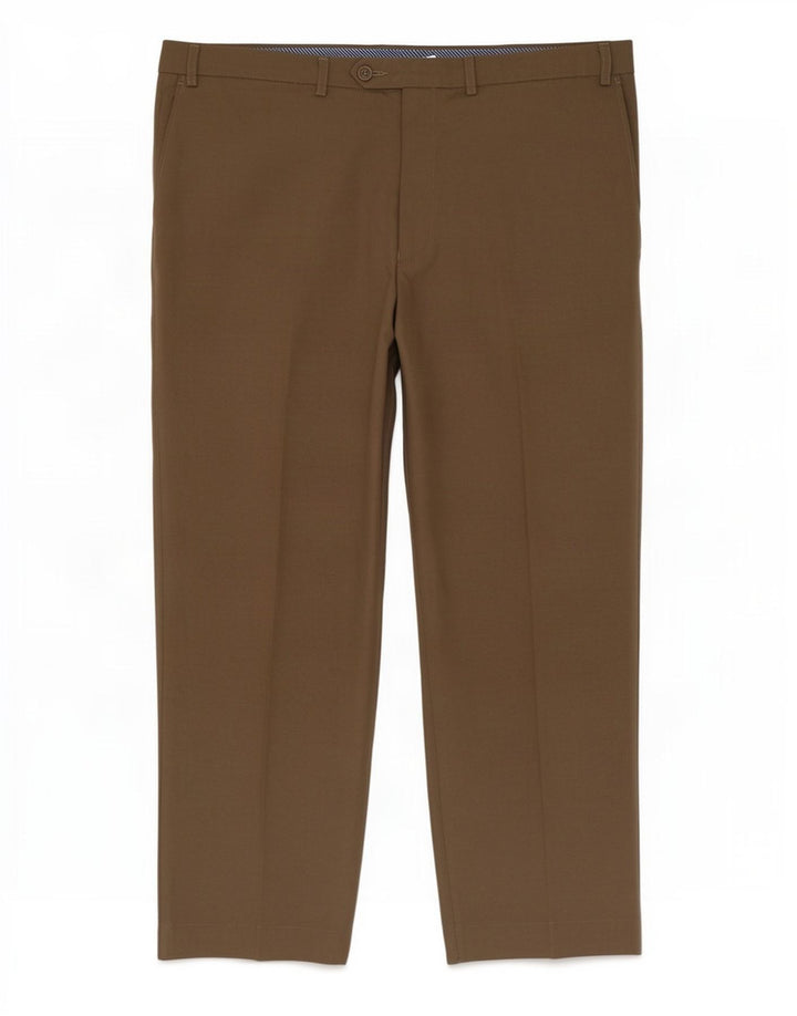Calça masculina de terno reto Marks & Spencer W42 L29 poliéster bege