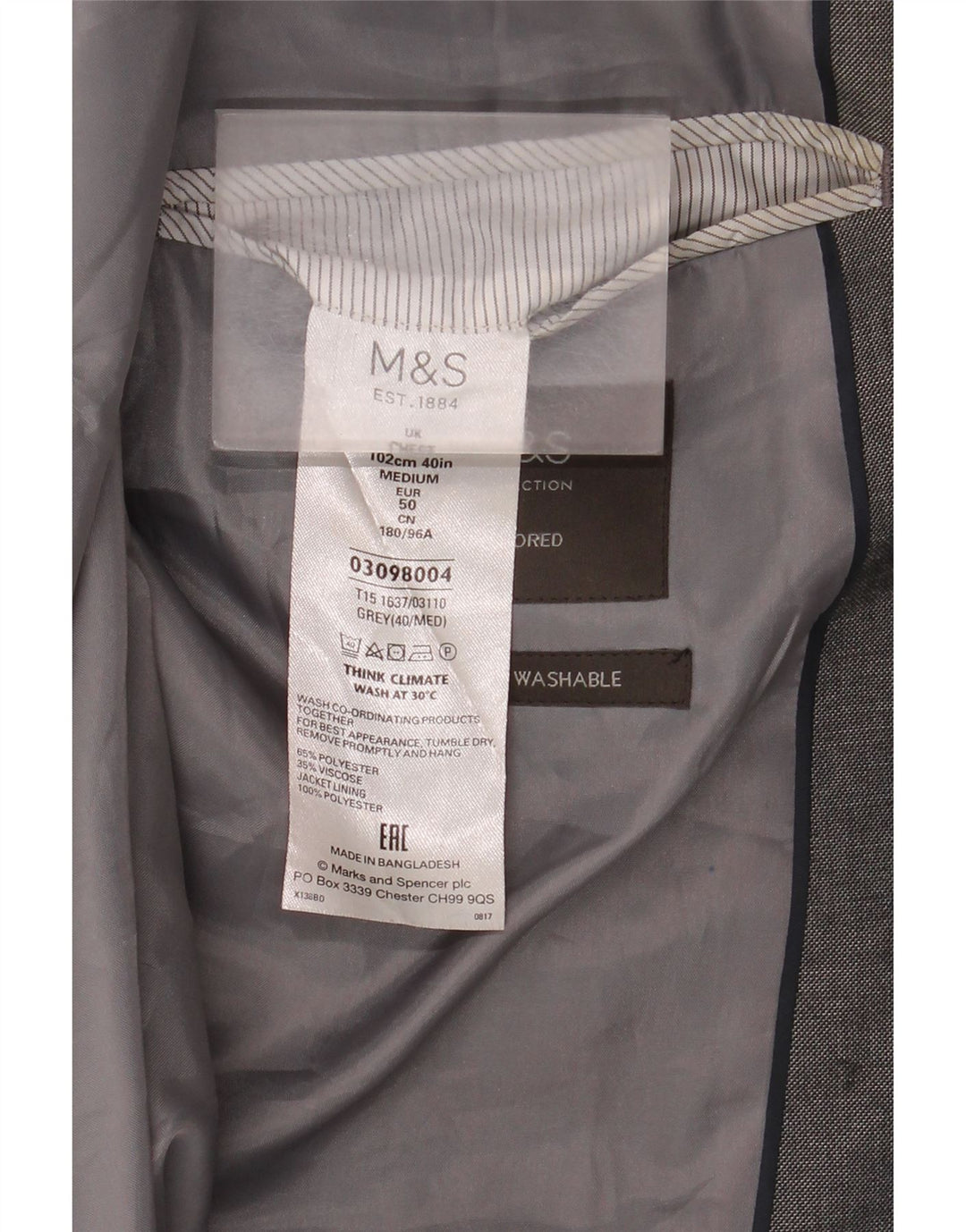 Jaqueta blazer masculina sob medida de 2 botões da Marks & Spencer Reino Unido 40 cinza médio