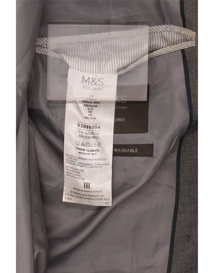 Jaqueta blazer masculina sob medida de 2 botões da Marks & Spencer Reino Unido 40 cinza médio
