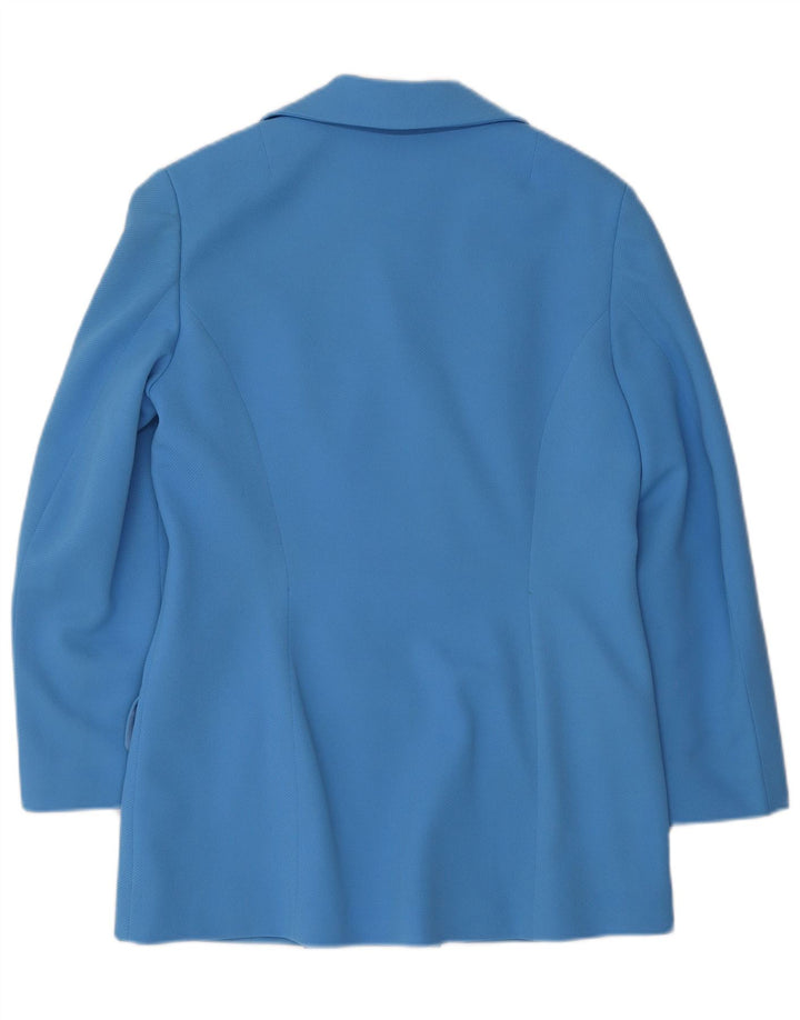 Jaqueta blazer feminina VINTAGE com peito duplo UK 12 azul médio
