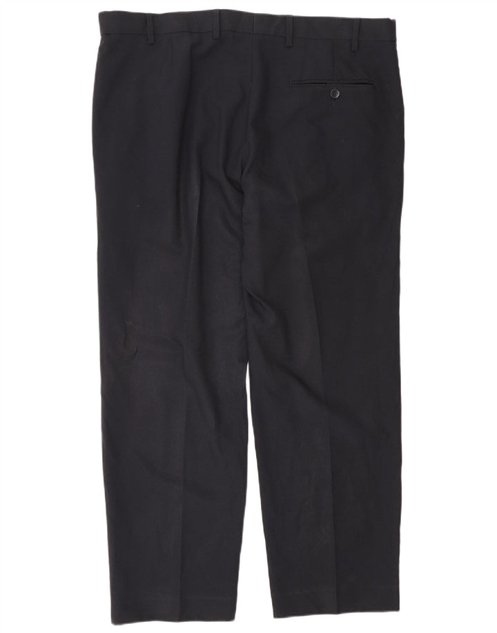Calça masculina de terno regular Marks & Spencer W38 L29 poliéster azul marinho