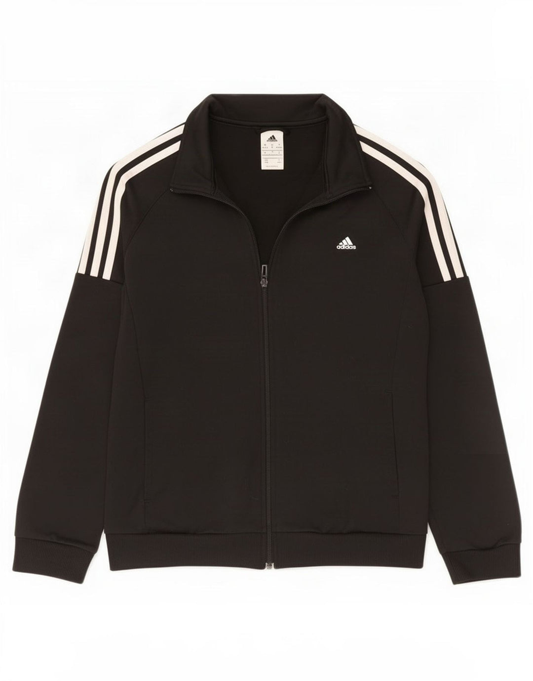 Adidas Womens Tracksuit Top Jacket UK 12/14 Médio Preto Poliéster