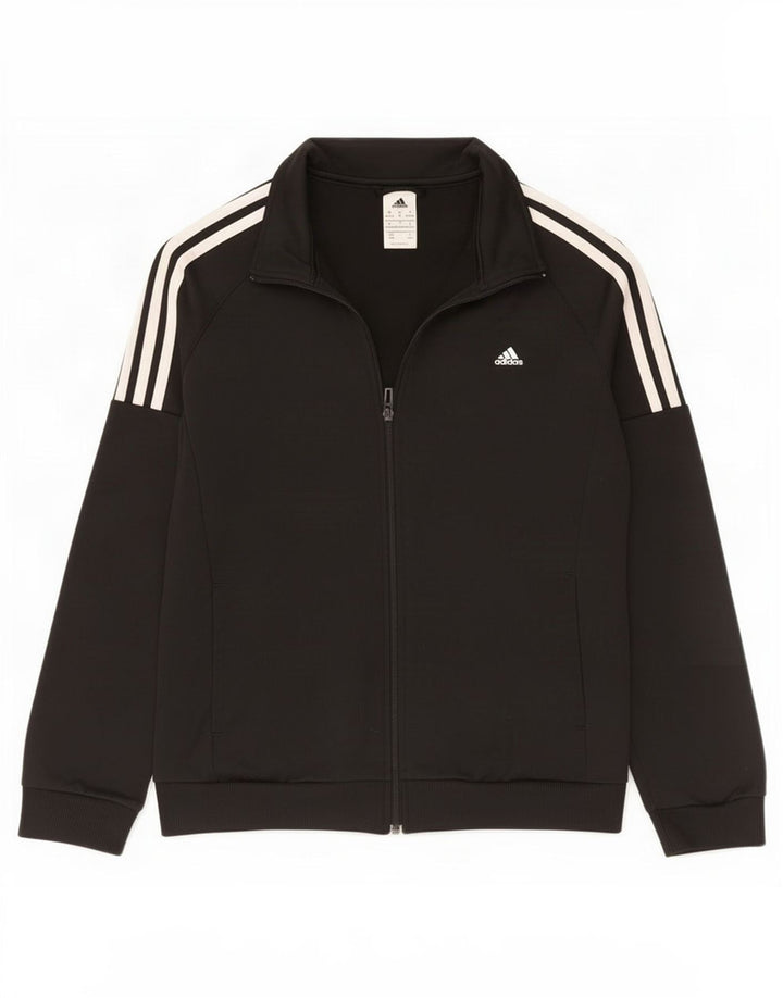 Adidas Womens Tracksuit Top Jacket UK 12/14 Médio Preto Poliéster