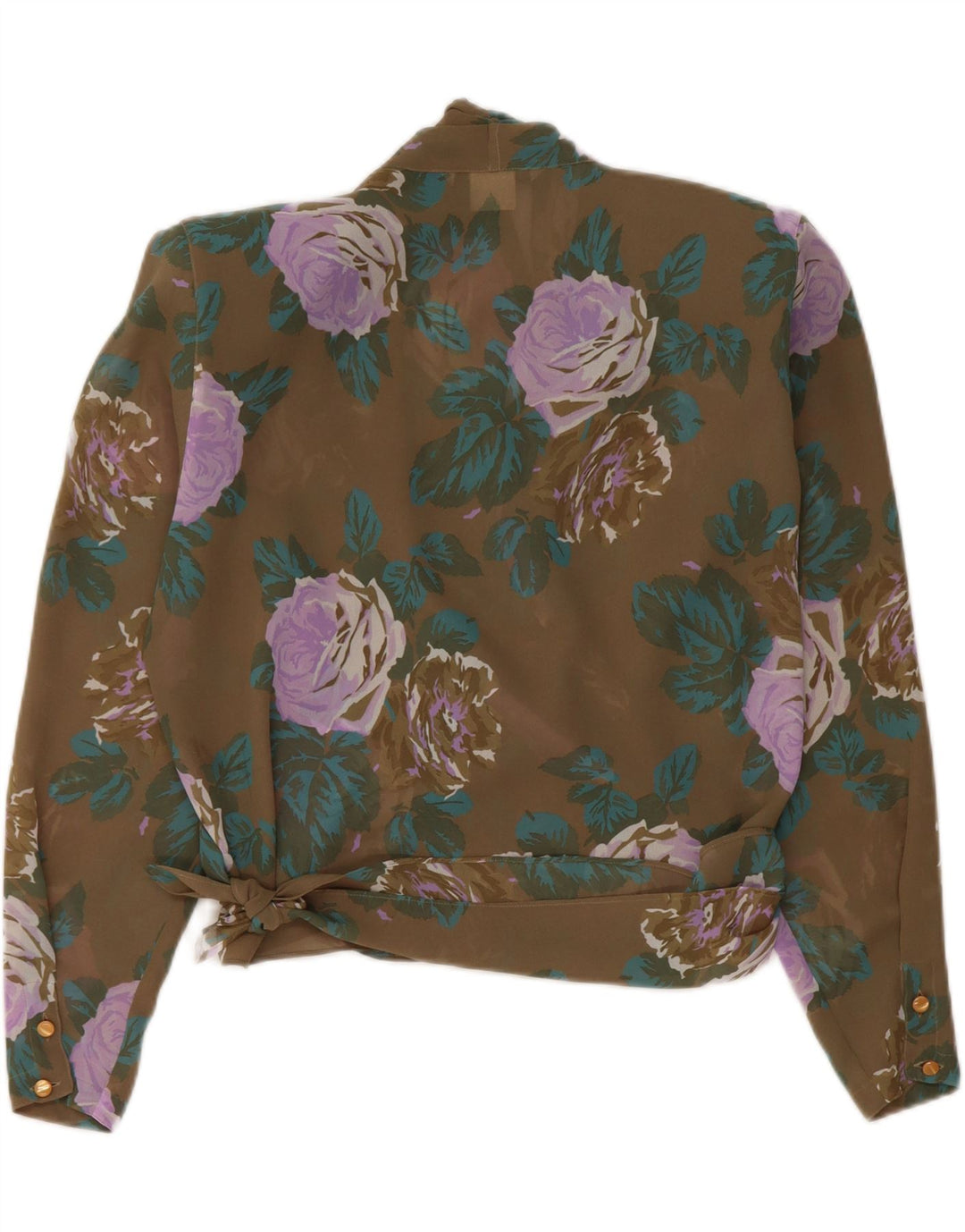 Blusa feminina Marella com corte envolvente Reino Unido 12 poliéster floral marrom médio