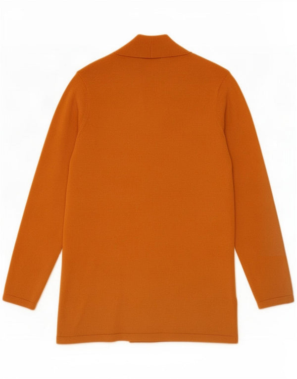 Orvis Womens Longline Open Cardigan Sweater UK 10 Small Orange Merino Wool