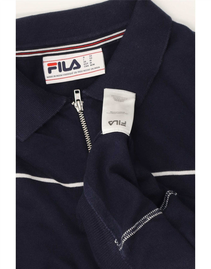 Suéter masculino Fila com gola polo e algodão listrado azul marinho médio
