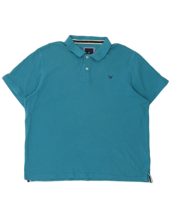 Camisa polo masculina 2XL de algodão azul da Crew Clothing