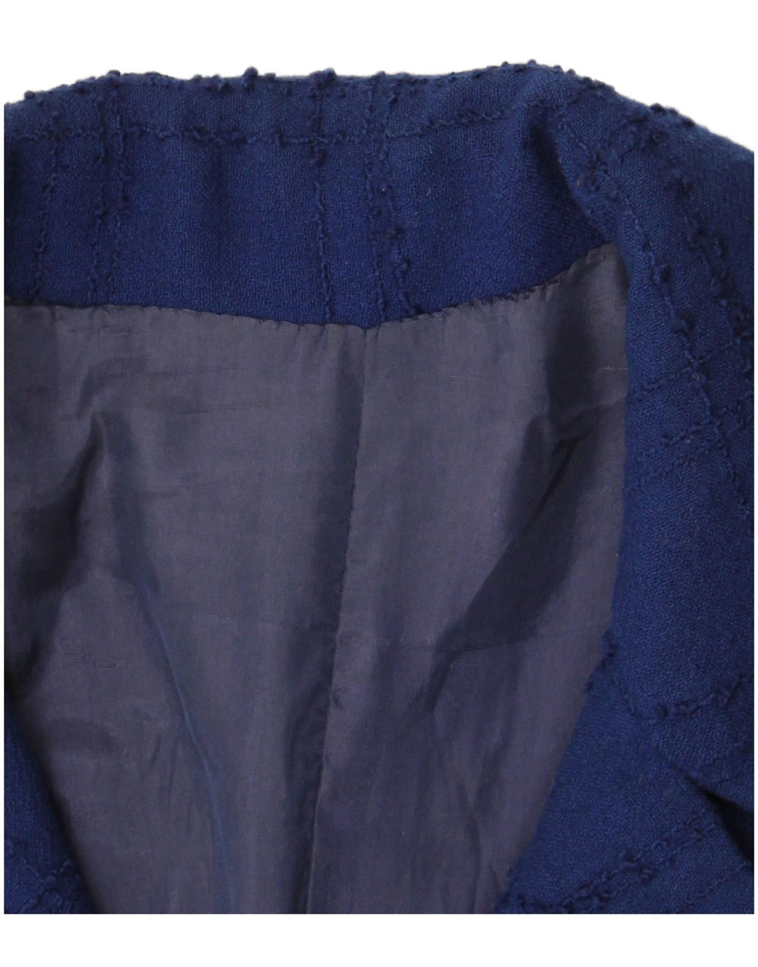 Sobretudo feminino vintage UK 10 pequeno xadrez azul marinho