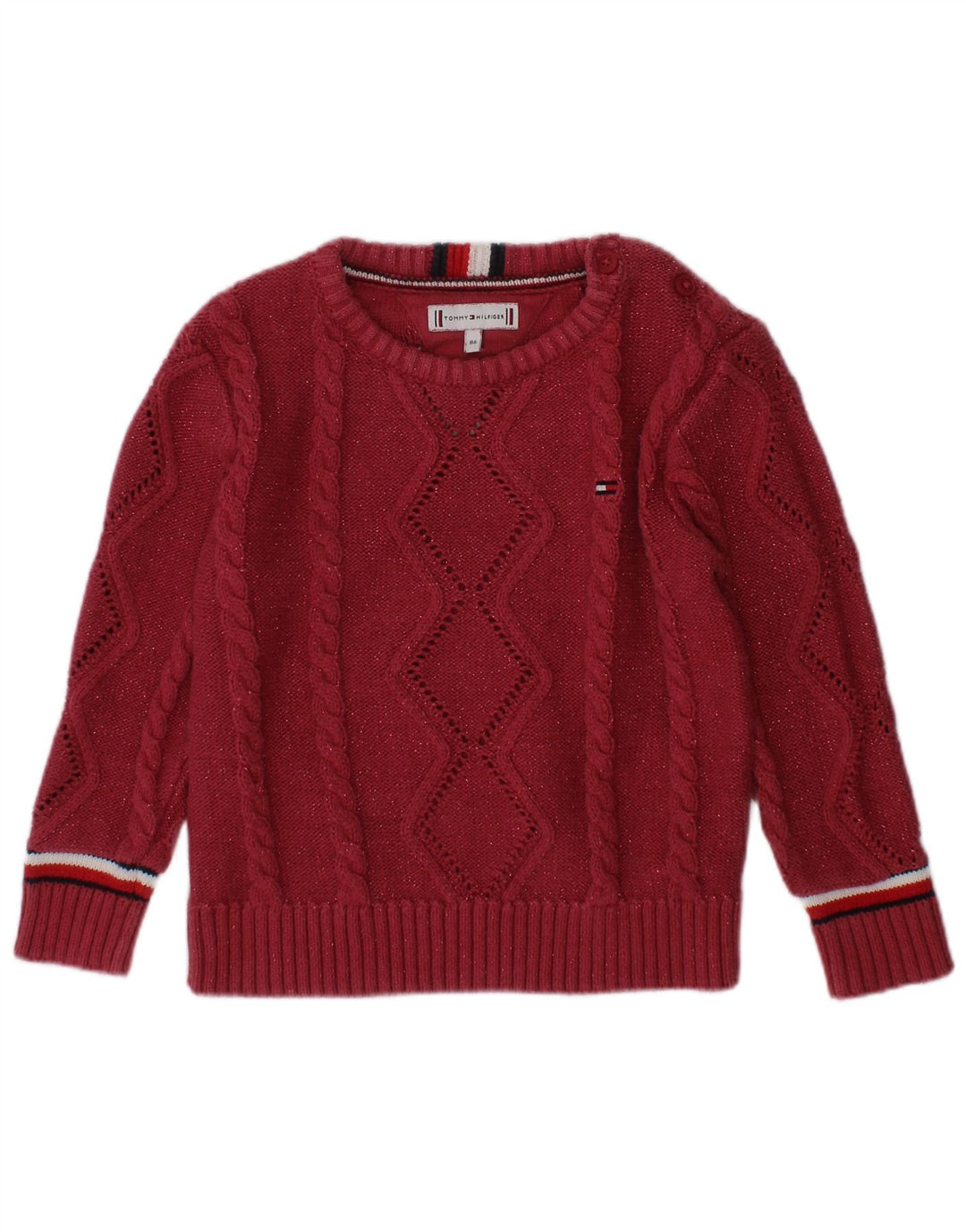 Suéter TOMMY HILFIGER para bebês meninas com gola canoa 12 a 18 meses Borgonha