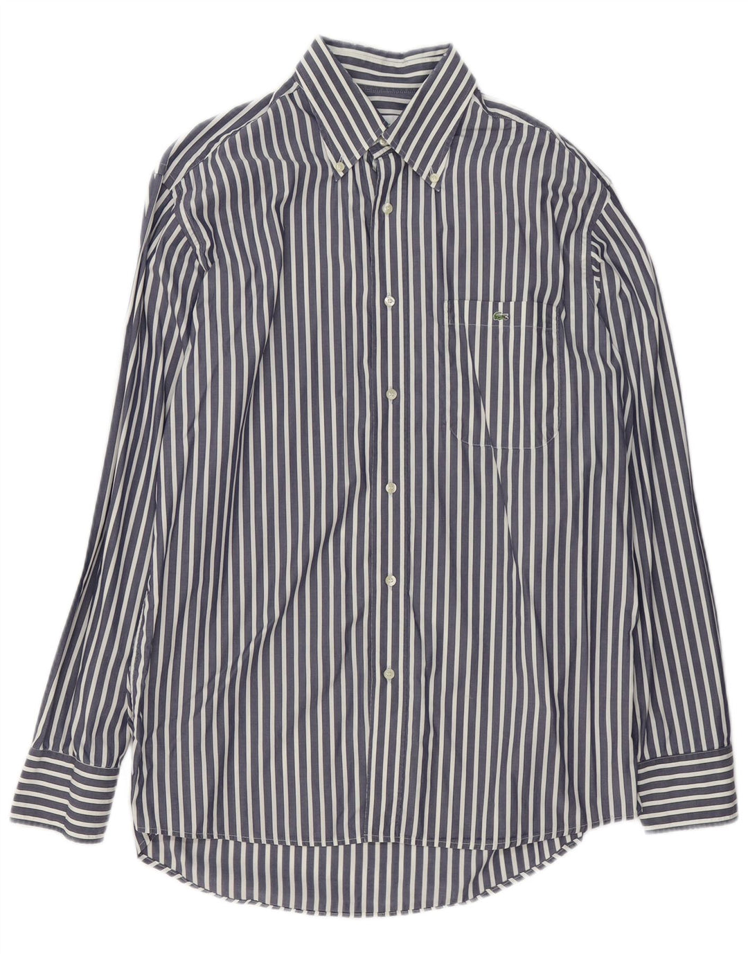 Camisa masculina Lacoste tamanho 41 algodão listrado azul marinho médio