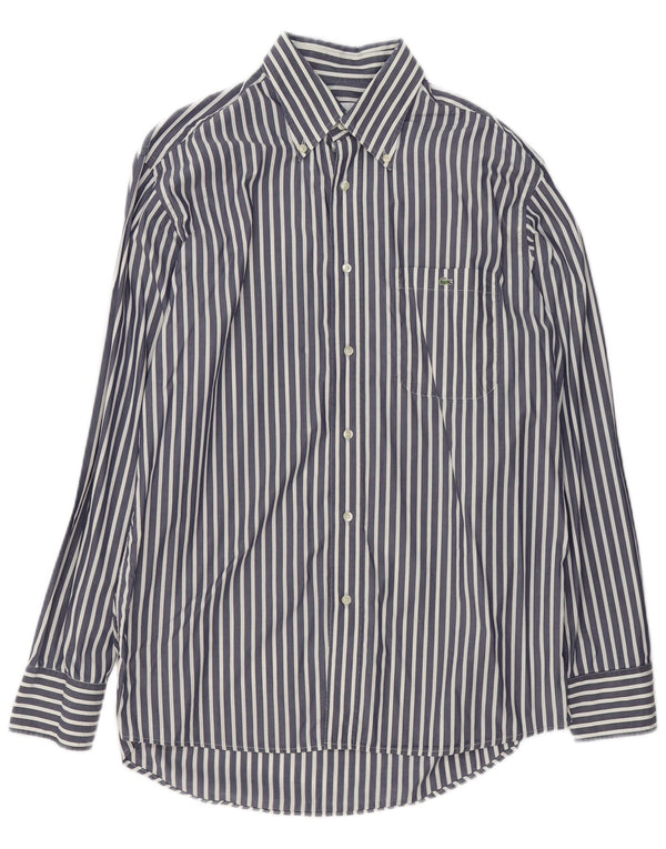 Camisa masculina Lacoste tamanho 41 algodão listrado azul marinho médio