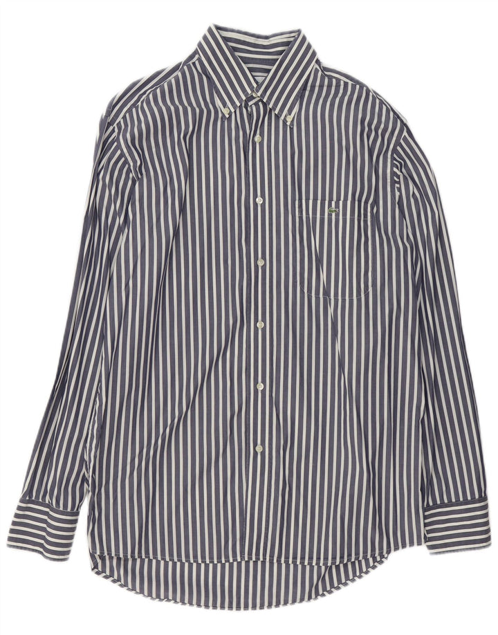 Camisa masculina Lacoste tamanho 41 algodão listrado azul marinho médio