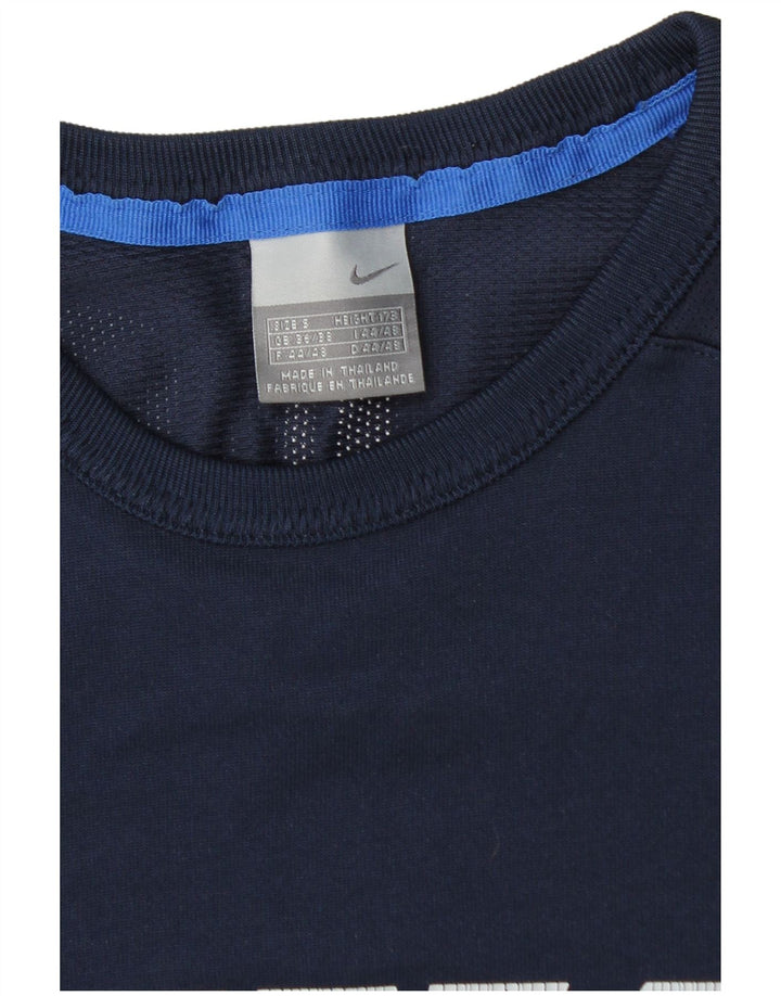 Top gráfico masculino Nike manga comprida UK 36/38 pequeno azul marinho