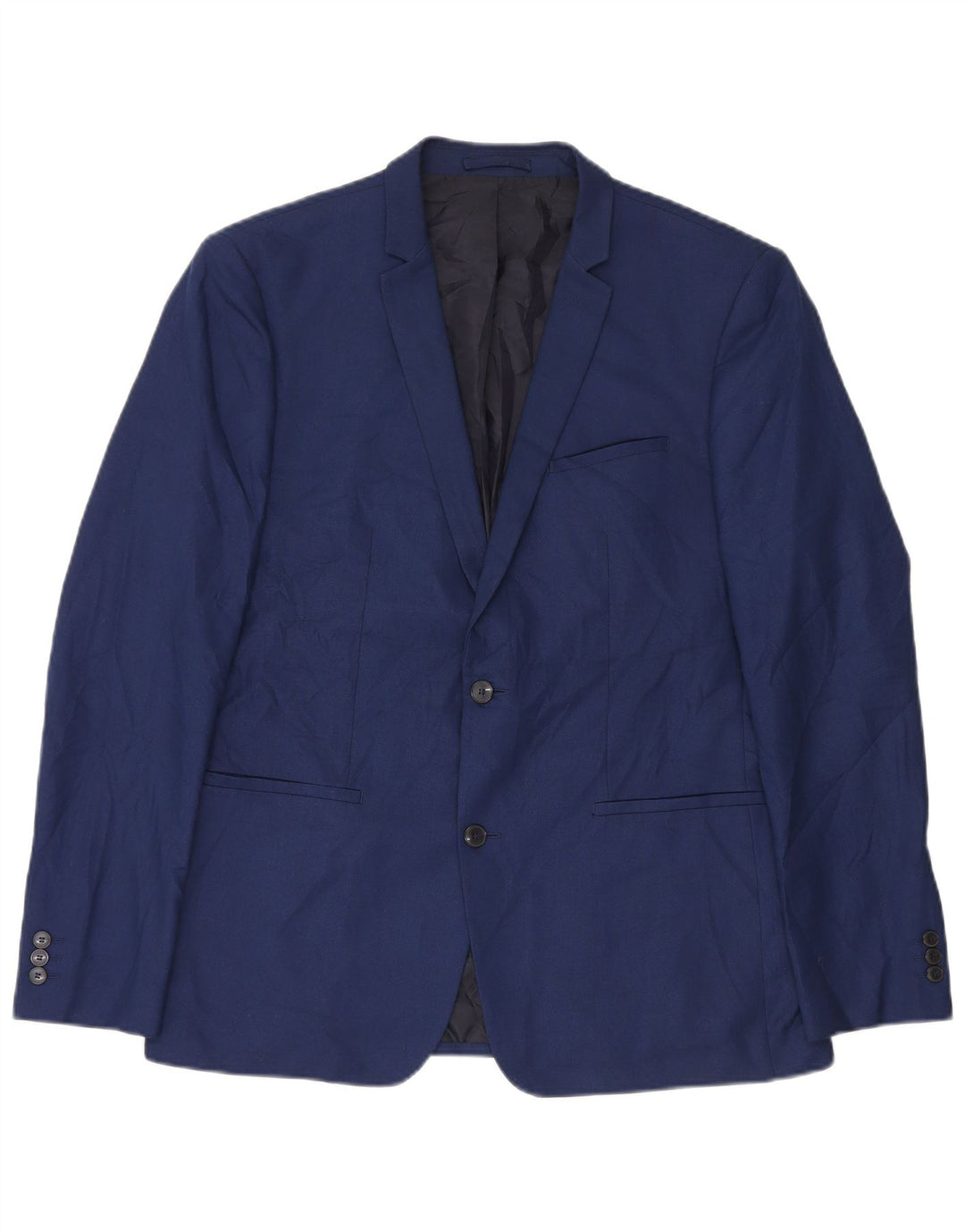 Jaqueta blazer masculina Zara com 2 botões Slim Fit EU 54 XL azul marinho