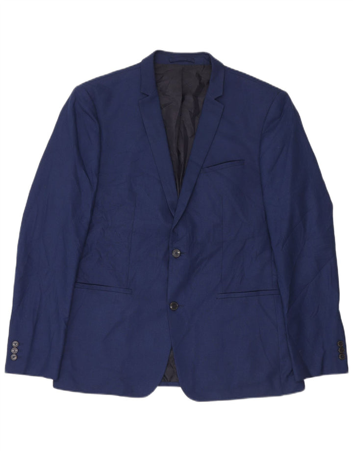 Jaqueta blazer masculina Zara com 2 botões Slim Fit EU 54 XL azul marinho