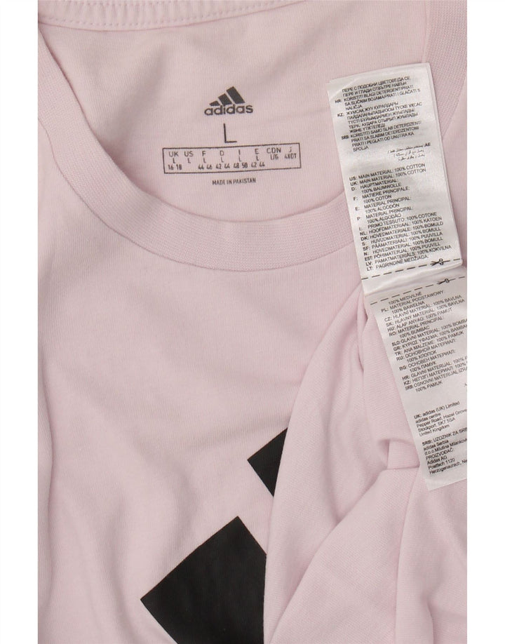Camiseta feminina ADIDAS com estampa gráfica UK 16/18 grande algodão rosa