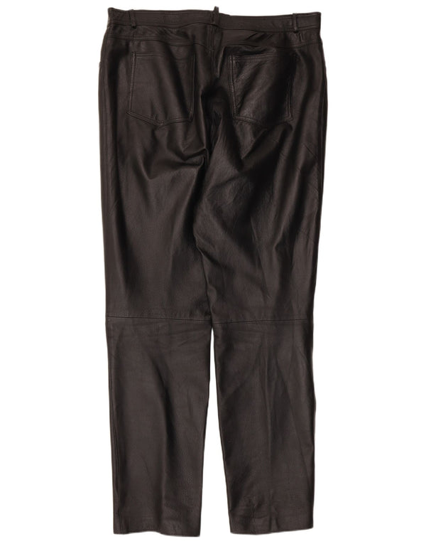 Calça masculina de couro cônico JCC IT 56 3XL W38 L32 preta