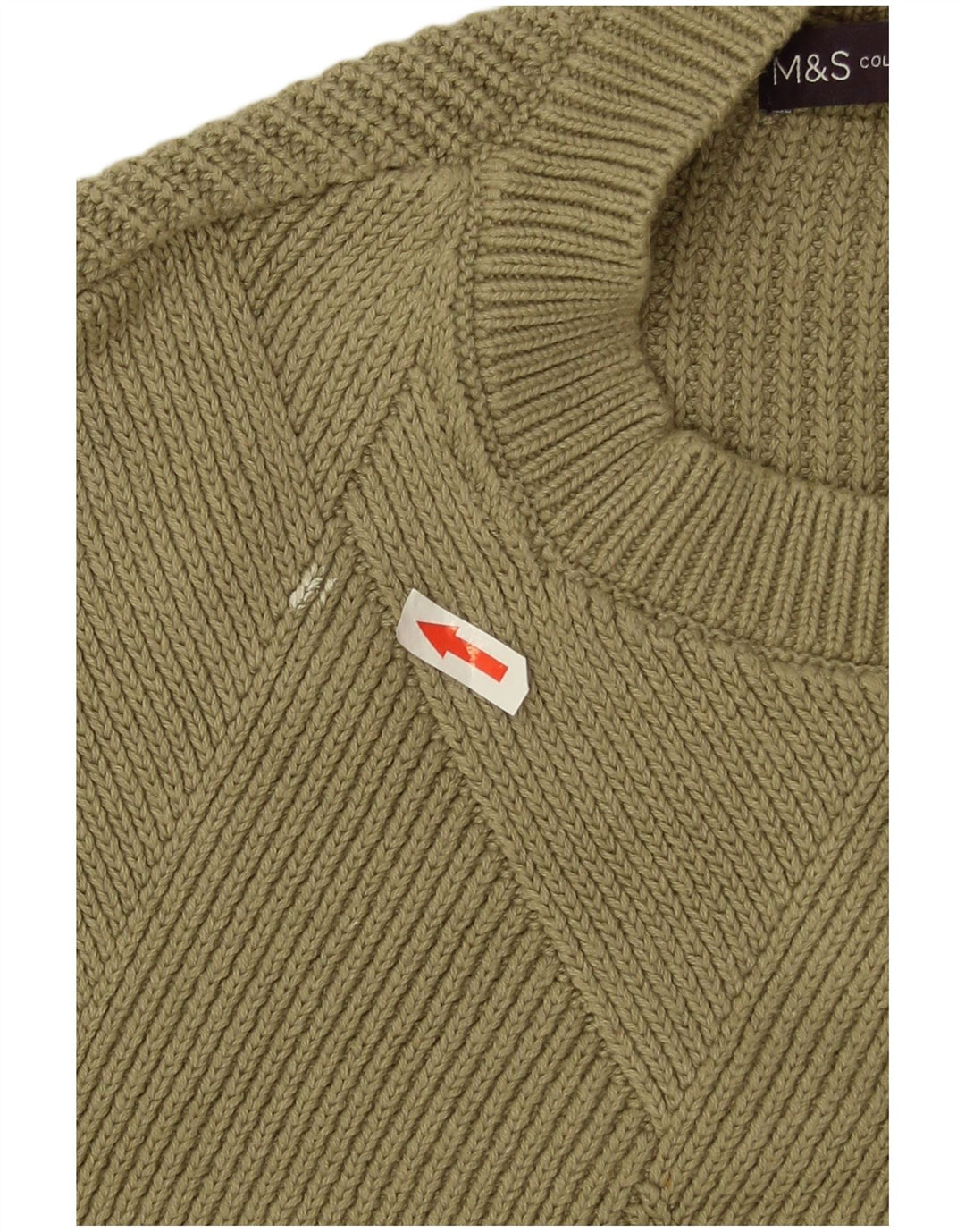 Suéter feminino Marks & Spencer com gola redonda Reino Unido 14 médio cáqui