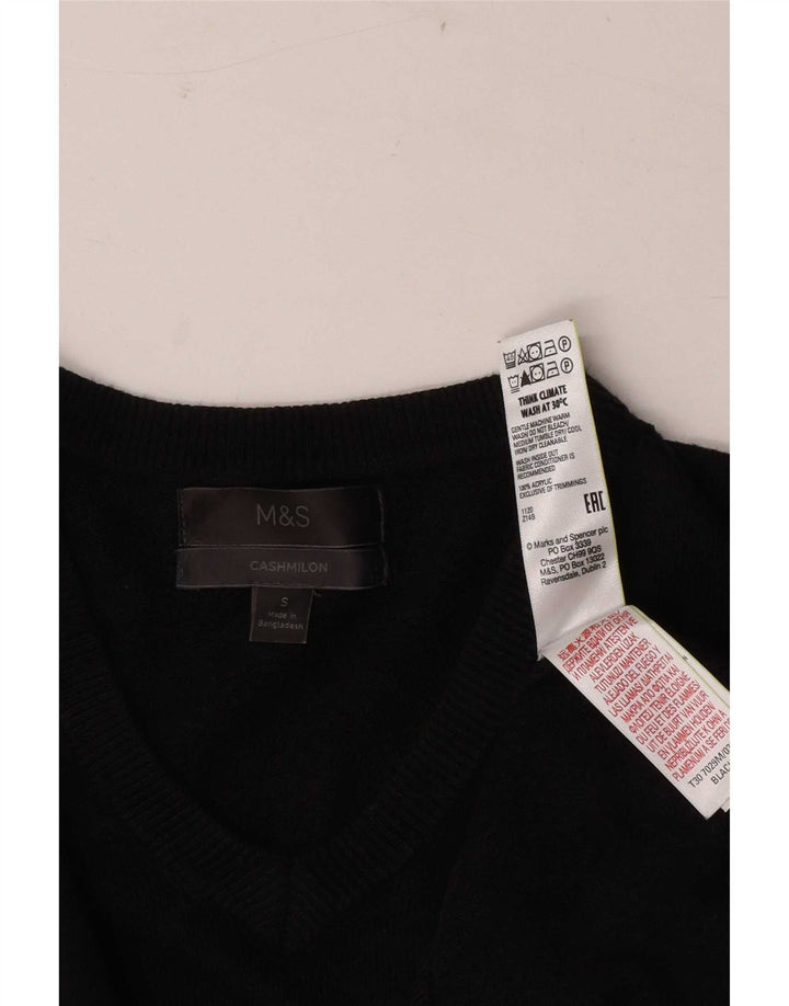 Suéter masculino Marks & Spencer com decote em V pequeno acrílico preto