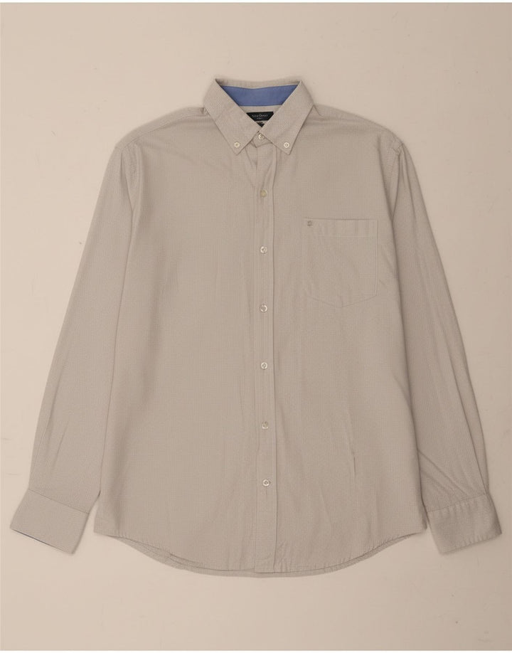 Camisa masculina IZOD algodão guingão cinza médio