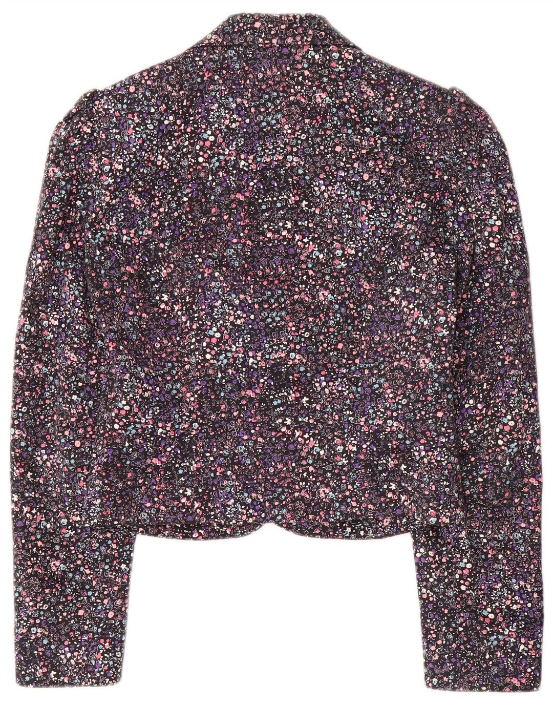 Jaqueta blazer feminina Monsoon Crop 1 botão Reino Unido 8 pequena floral multicolorida