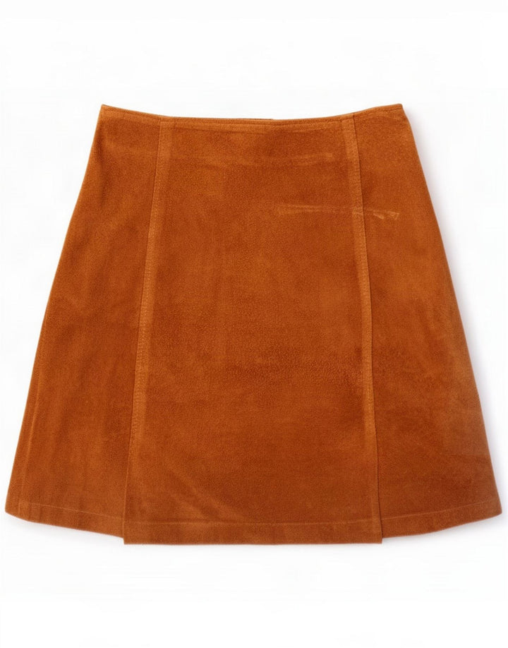 Mini saia feminina de camurça vintage pequena W26 bege