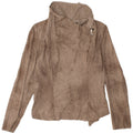 Jaqueta bomber feminina ZARA Reino Unido 14 grande poliéster tie-dye marrom