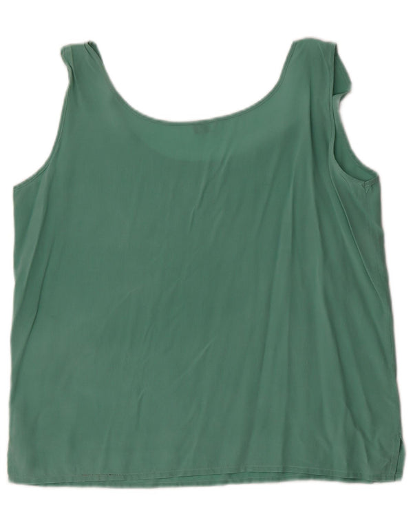Blusa feminina vintage sem mangas Top IT 44 seda verde médio