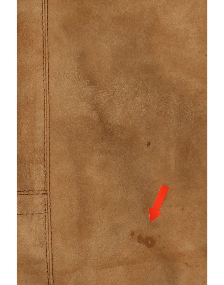 Sobretudo masculino VINTAGE Shearling Reino Unido 38 couro marrom médio