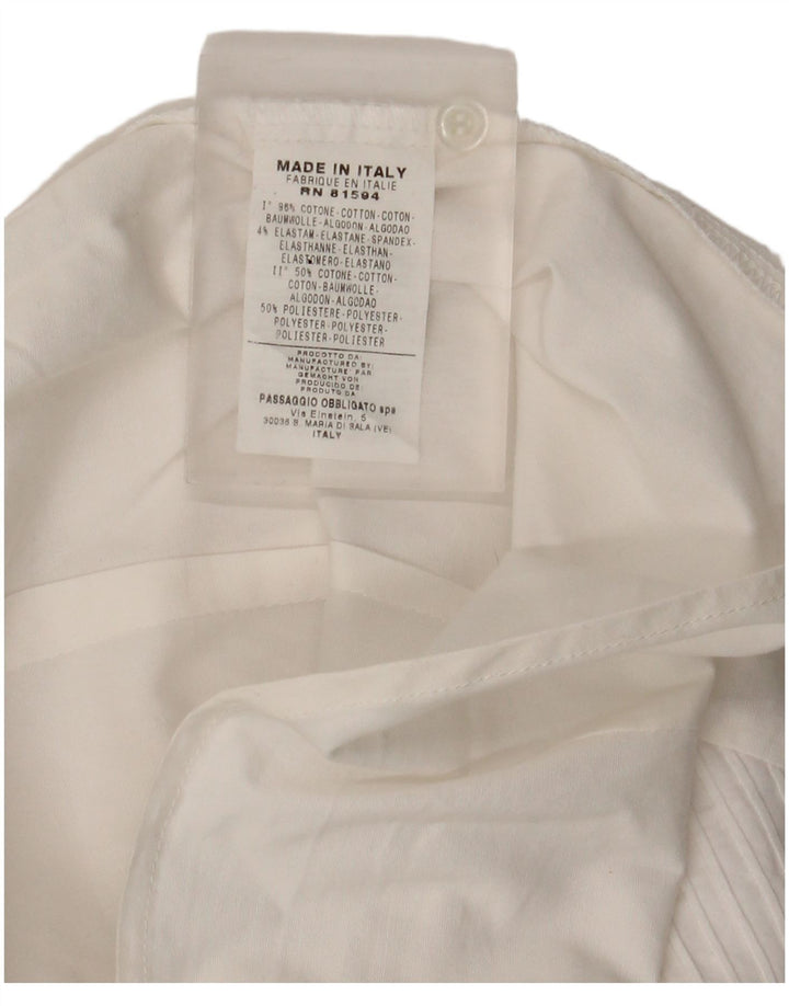 Camisa feminina vintage UK 14 algodão branco médio