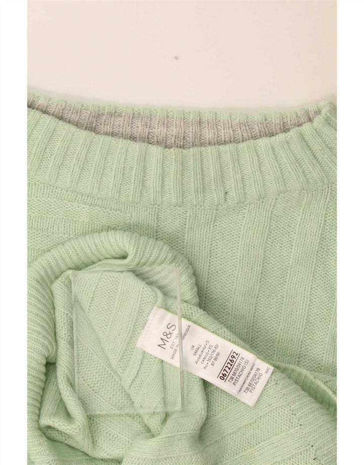 Suéter feminino Marks & Spencer grande com gola canoa Reino Unido 10 pequeno verde